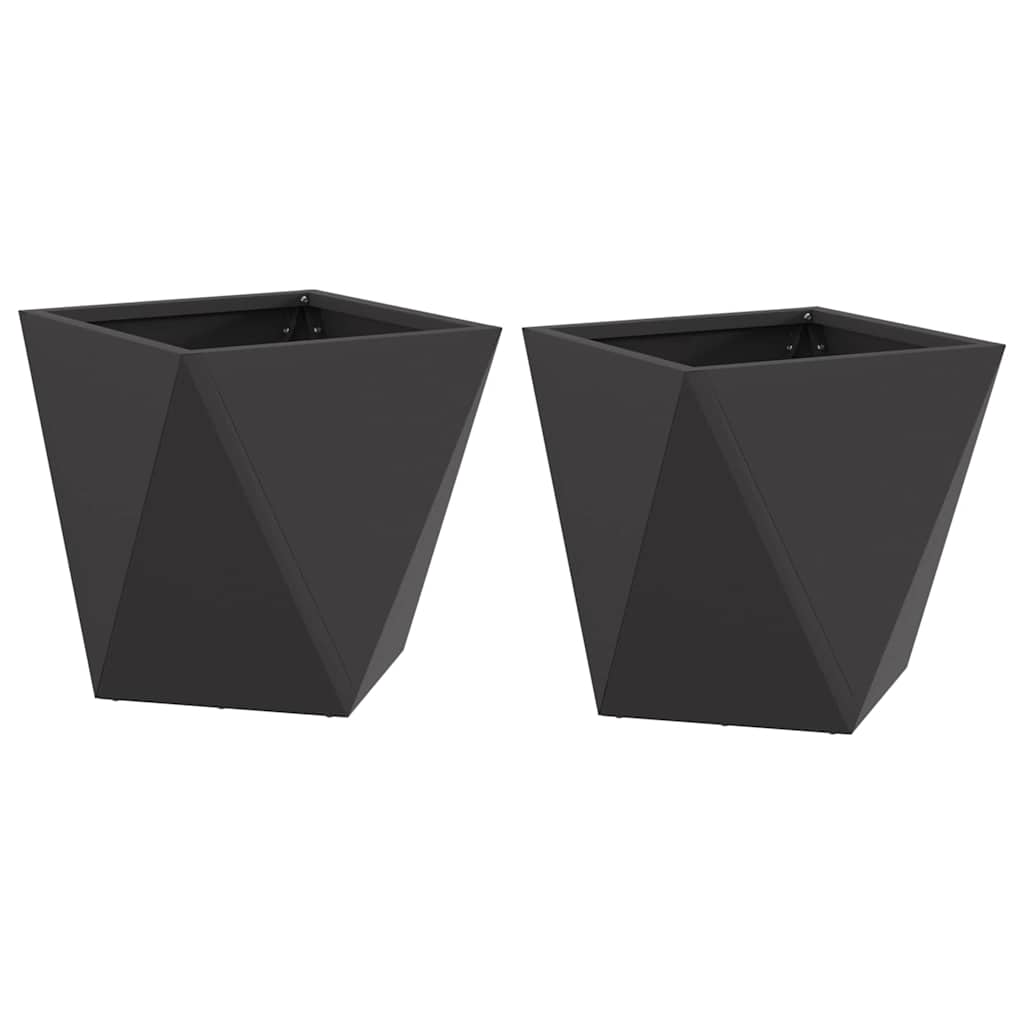 vidaXL Γλάστρα 2 pcs Μαύρο 30 x 30 x 30 cm Ατσάλι