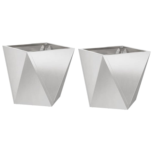vidaXL Γλάστρα 2 pcs Ασημί 30 x 30 x 30 cm Ανοξείδωτο ατσάλι