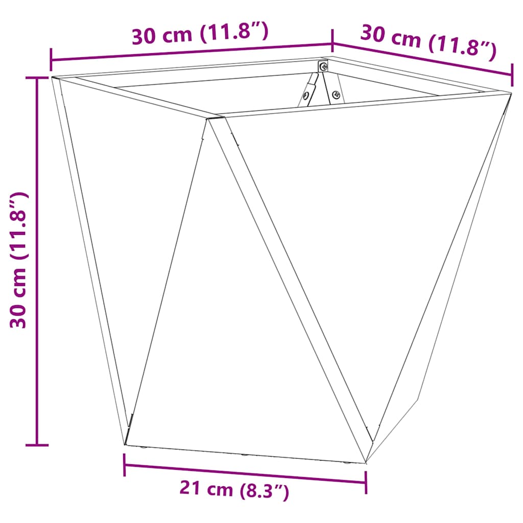 vidaXL Γλάστρα Ασημί 30 x 30 x 30 cm Επικαλυμμένος Χάλυβας