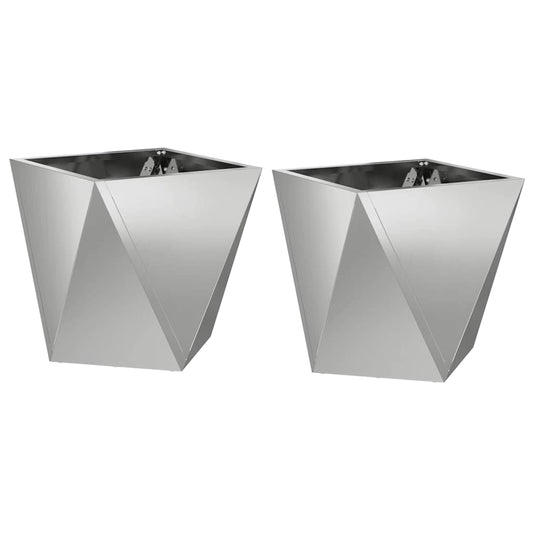 vidaXL Γλάστρα 2 pcs Ασημί 30 x 30 x 30 cm Επικαλυμμένος Χάλυβας