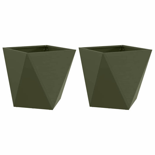 vidaXL Γλάστρα 2 pcs Ελιά Πράσινη 40 x 40 x 40 cm Ατσάλι