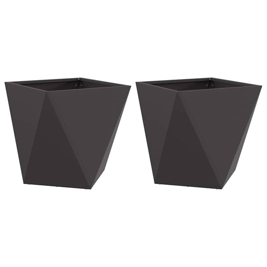 vidaXL Γλάστρα 2 pcs Μαύρο 50 x 50 x 50 cm Ατσάλι