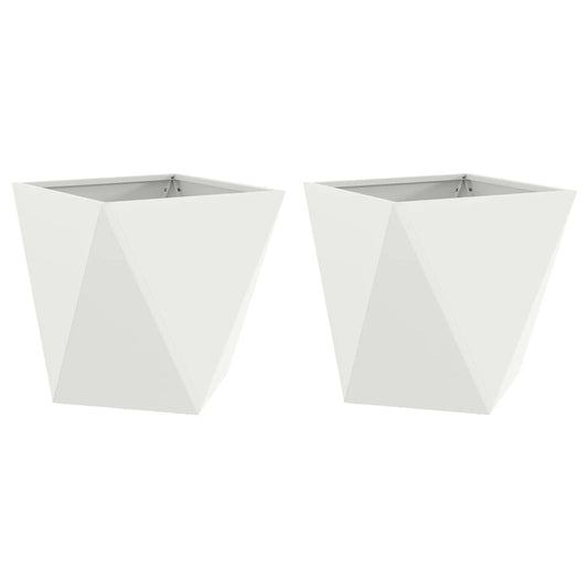 vidaXL Γλάστρα 2 pcs Λευκό 50 x 50 x 50 cm Ατσάλι