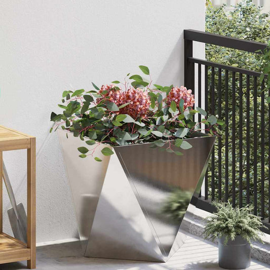 vidaXL Γλάστρα Ασημί 50 x 50 x 50 cm Ανοξείδωτο ατσάλι