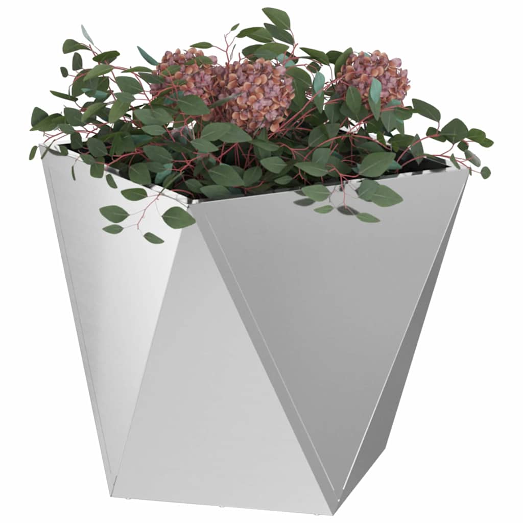 vidaXL Γλάστρα 2 pcs Ασημί 50 x 50 x 50 cm Επικαλυμμένος Χάλυβας