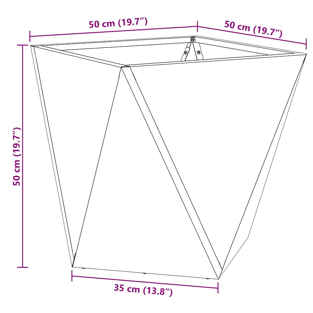 vidaXL Γλάστρα 2 pcs Ασημί 50 x 50 x 50 cm Επικαλυμμένος Χάλυβας