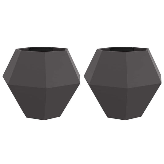 vidaXL Γλάστρα 2 pcs Μαύρο 100 x 100 x 80 εκ Ατσάλι