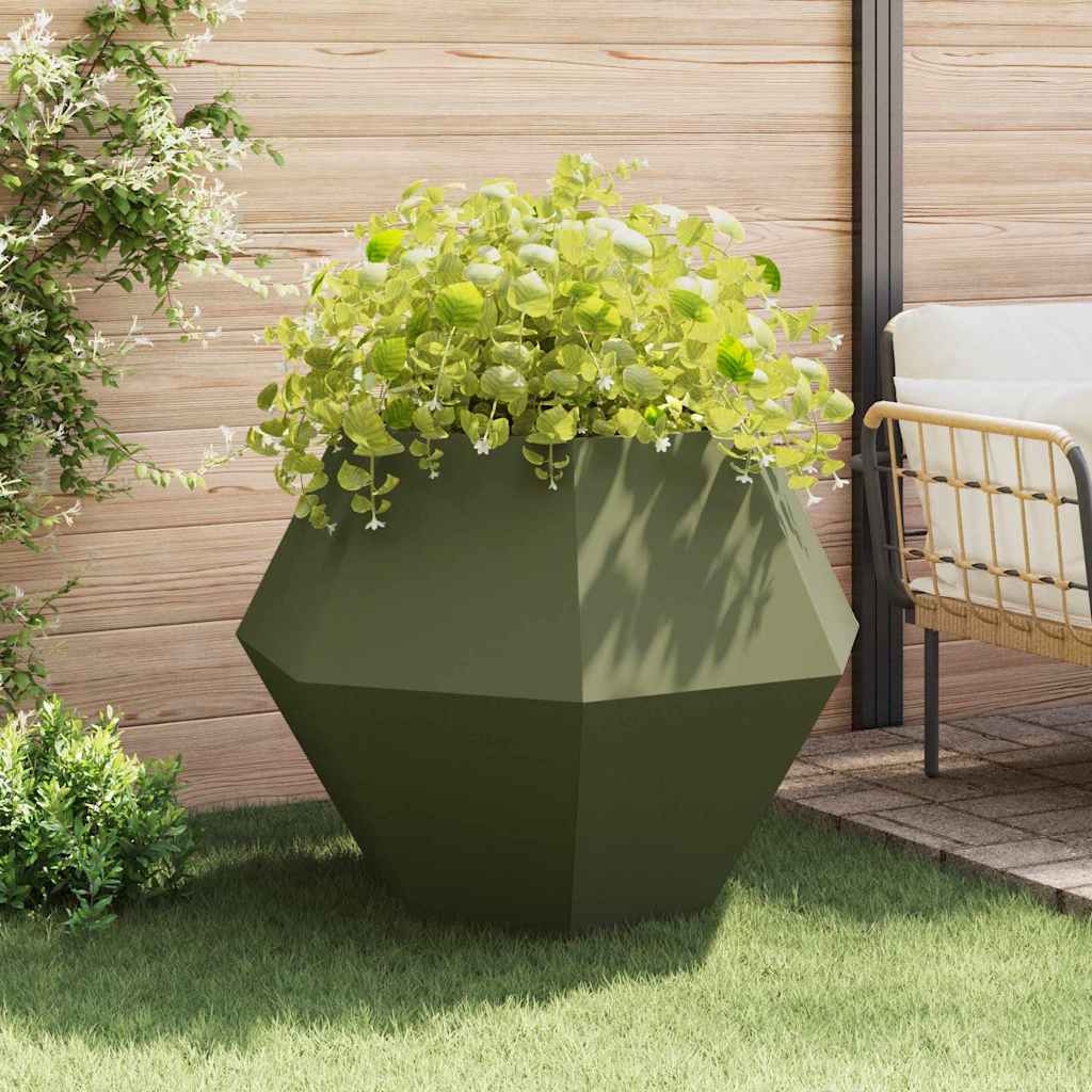 vidaXL Γλάστρα 2 pcs Ελιά Πράσινη 100 x 100 x 80 εκ Ατσάλι
