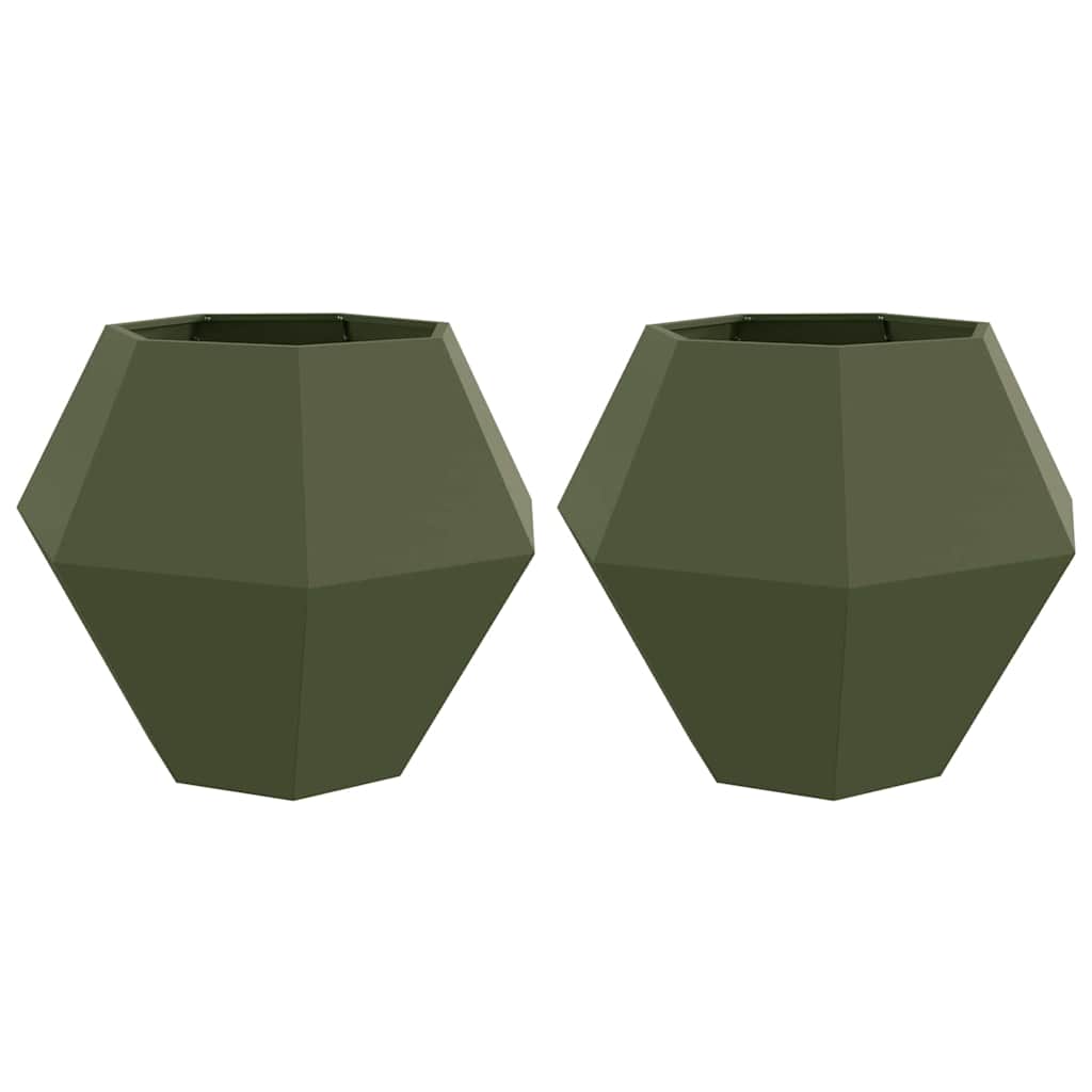 vidaXL Γλάστρα 2 pcs Ελιά Πράσινη 100 x 100 x 80 εκ Ατσάλι