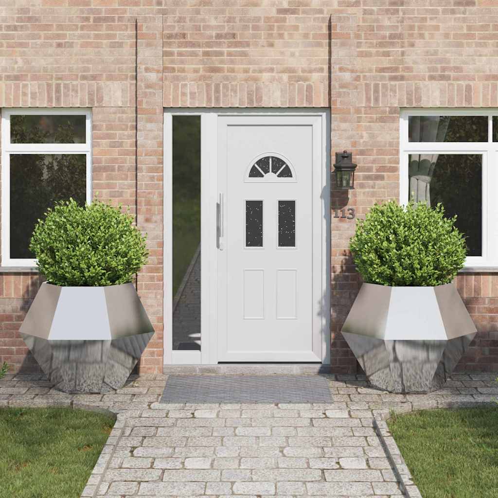 vidaXL Γλάστρα 2 pcs Ασημί 100 x 100 x 80 εκ Επικαλυμμένος Χάλυβας