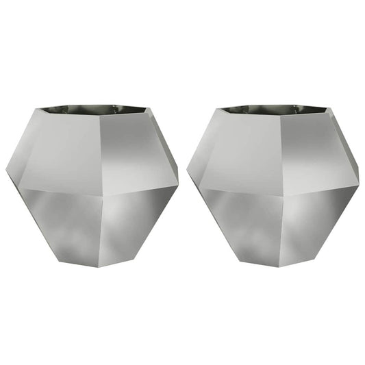 vidaXL Γλάστρα 2 pcs Ασημί 100 x 100 x 80 εκ Επικαλυμμένος Χάλυβας