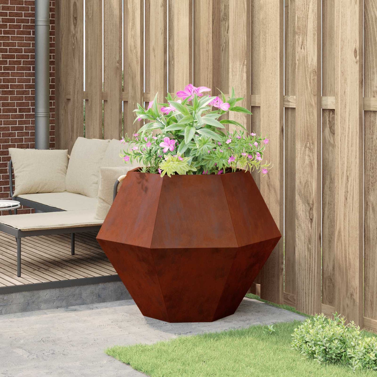 vidaXL Γλάστρα Σκ rusty 100 x 100 x 80 εκ Ατσάλι Σκληρυθέν στον Αέρα