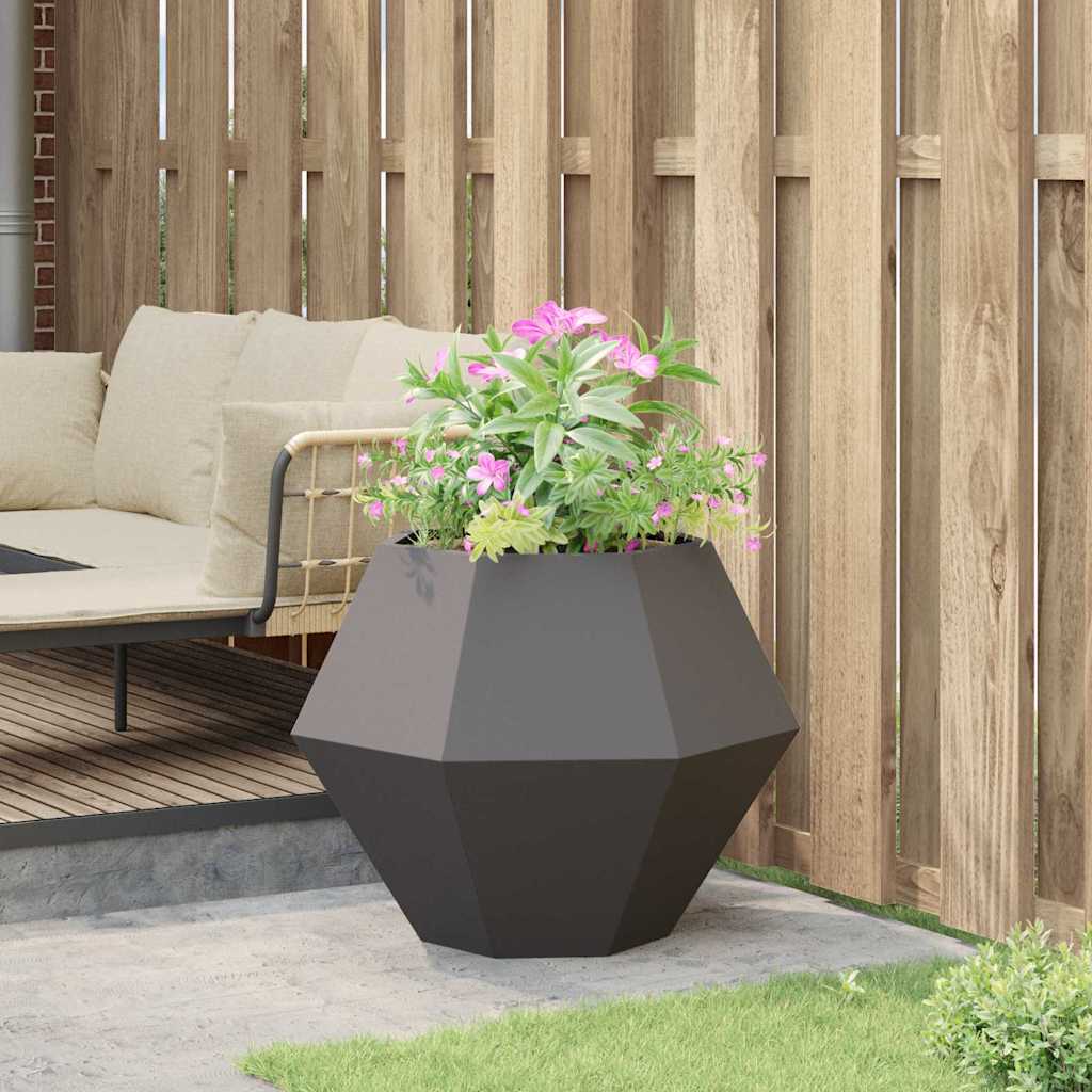 vidaXL Γλάστρα Μαύρο 75 x 75 x 60 εκ Ατσάλι