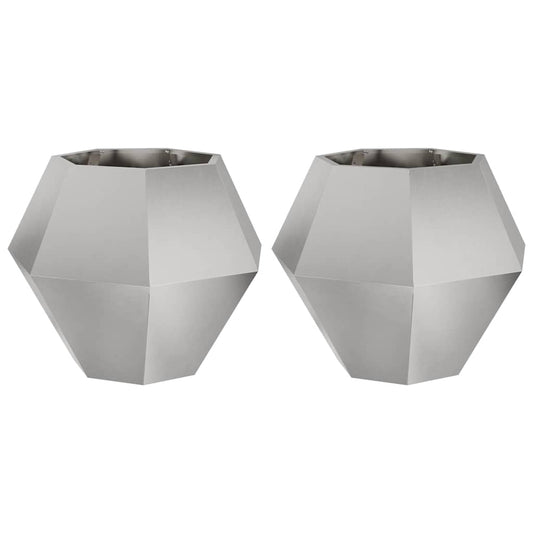 vidaXL Γλάστρα 2 pcs Ασημί 75 x 75 x 60 εκ Ανοξείδωτο ατσάλι