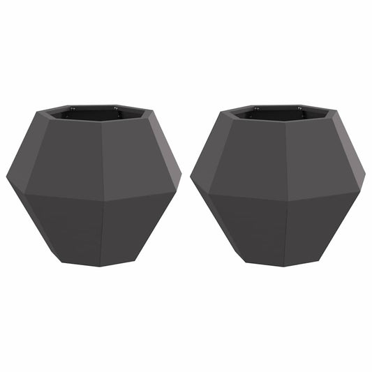 vidaXL Γλάστρα 2 pcs Μαύρο 50 x 50 x 40 cm Ατσάλι
