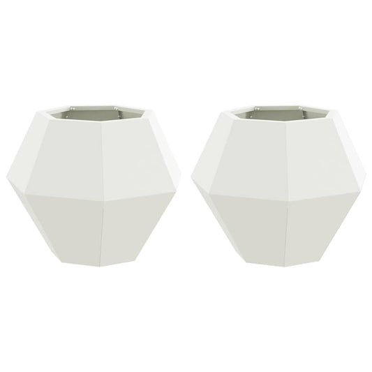 vidaXL Γλάστρα 2 pcs Λευκό 50 x 50 x 40 cm Ατσάλι
