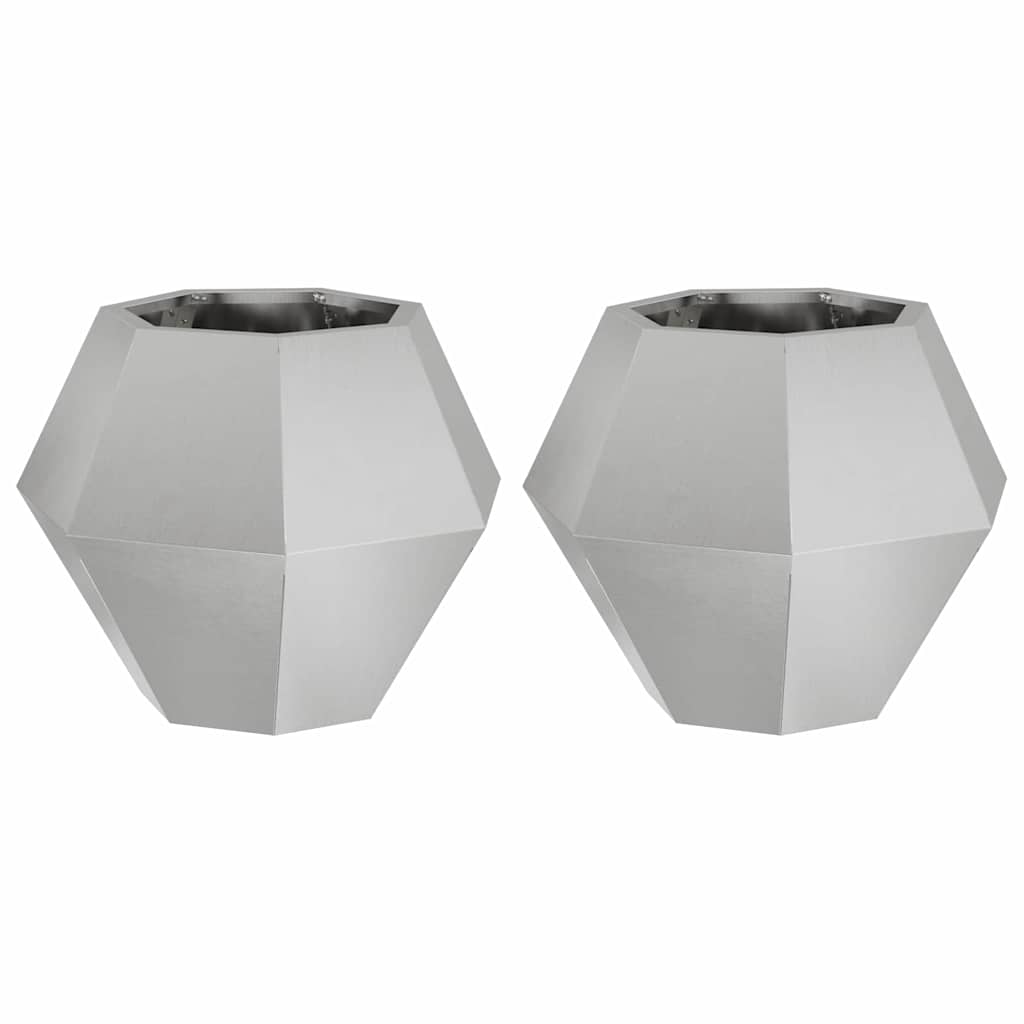 vidaXL Γλάστρα 2 pcs Ασημί 50 x 50 x 40 cm Ανοξείδωτο ατσάλι