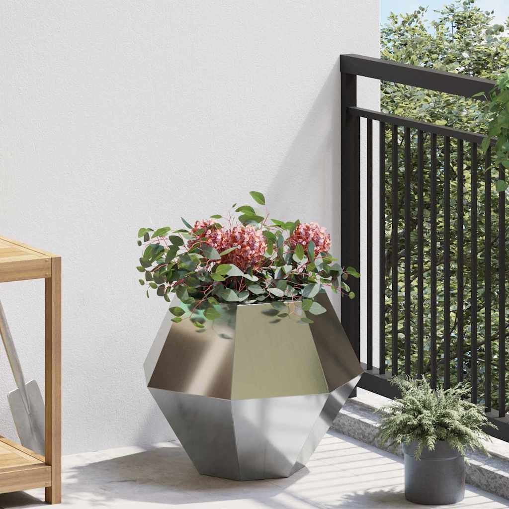 vidaXL Γλάστρα 2 pcs Ασημί 50 x 50 x 40 cm Επικαλυμμένος Χάλυβας