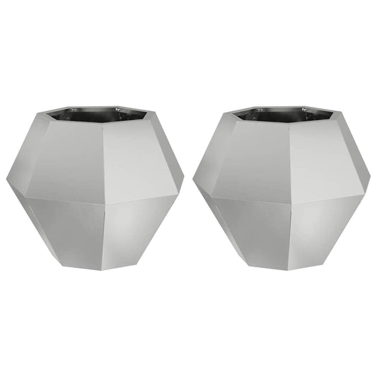vidaXL Γλάστρα 2 pcs Ασημί 50 x 50 x 40 cm Επικαλυμμένος Χάλυβας