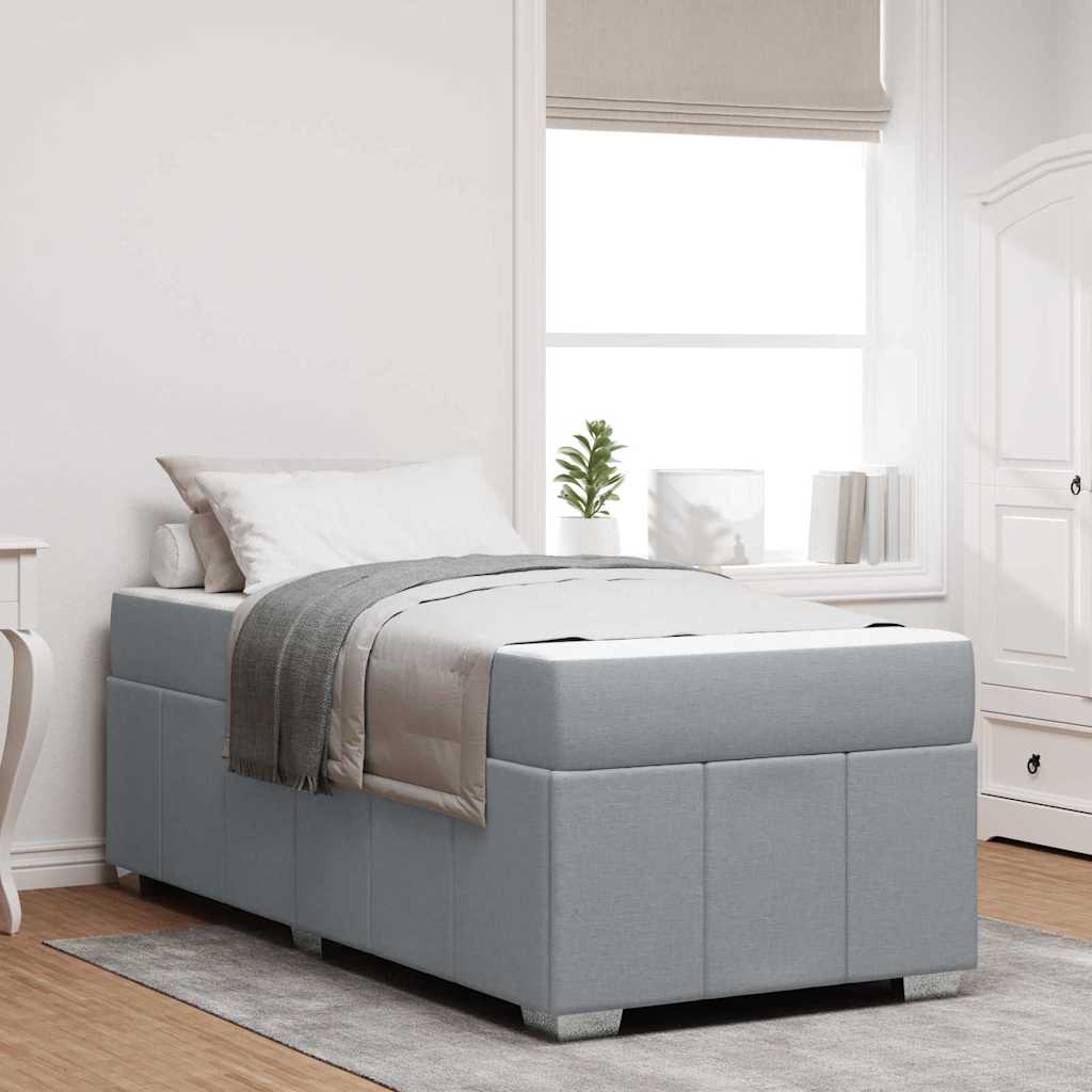 vidaXL Σκελετός Κρεβατιού Ανοιχτό γκρι 90 x 190 cm ύφασμα