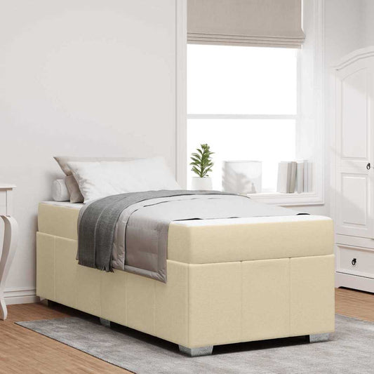 vidaXL Σκελετός Κρεβατιού με στρώμα Κρεμ 90 x 190 cm ύφασμα