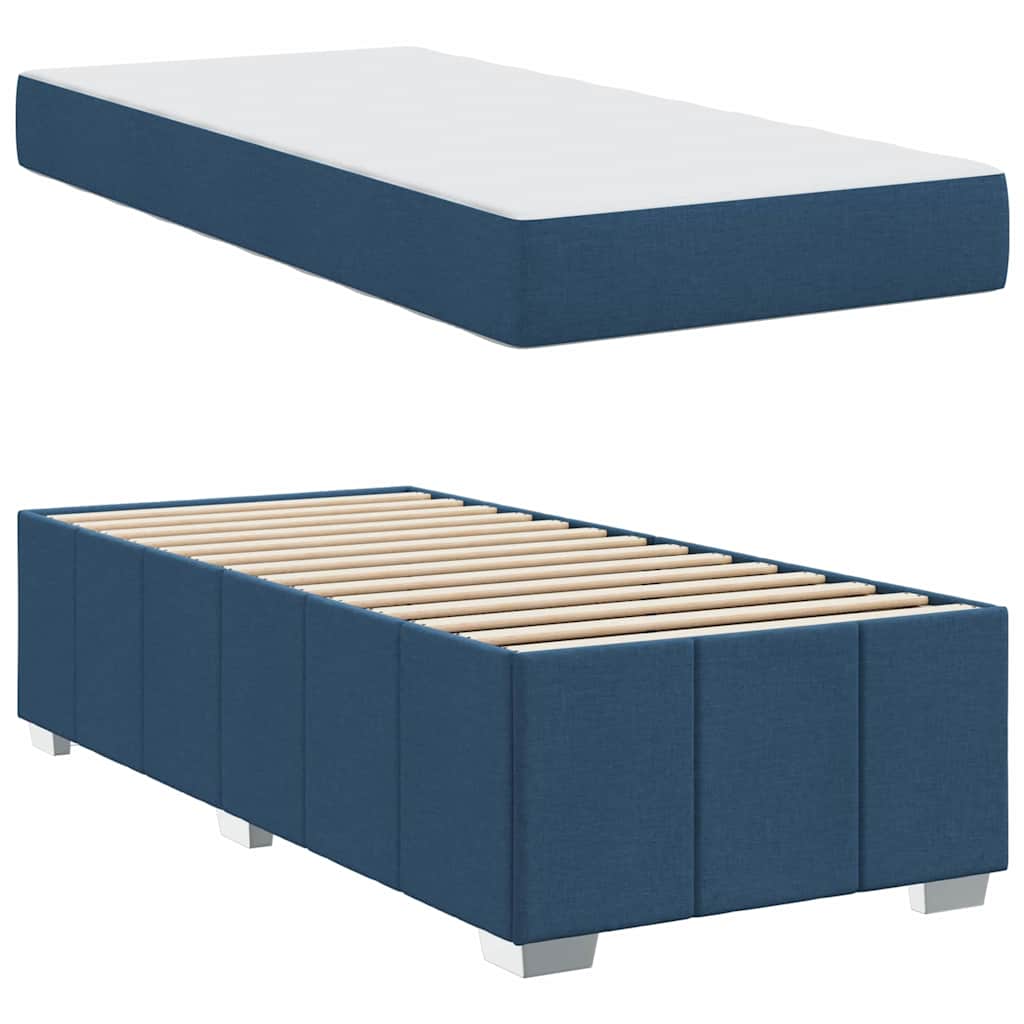 vidaXL Σκελετός Κρεβατιού με στρώμα Μπλε 90 x 200 cm ύφασμα