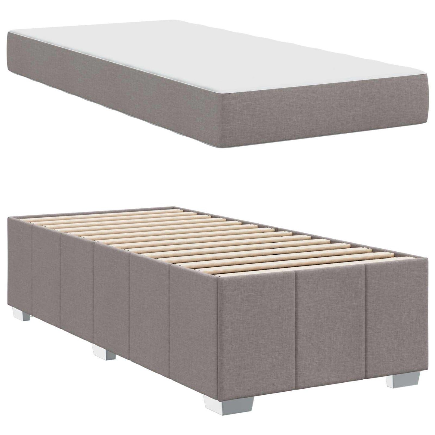 vidaXL Σκελετός Κρεβατιού με στρώμα Taupe 100 x 200 cm ύφασμα