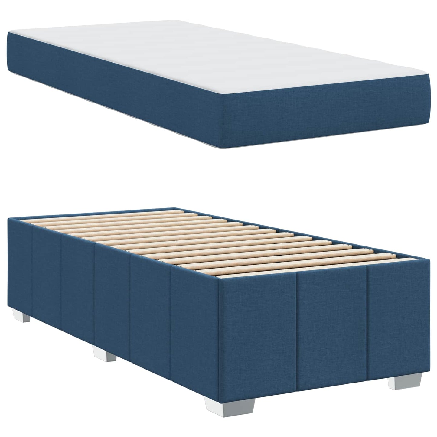 vidaXL Σκελετός Κρεβατιού με στρώμα Μπλε 100 x 200 cm ύφασμα