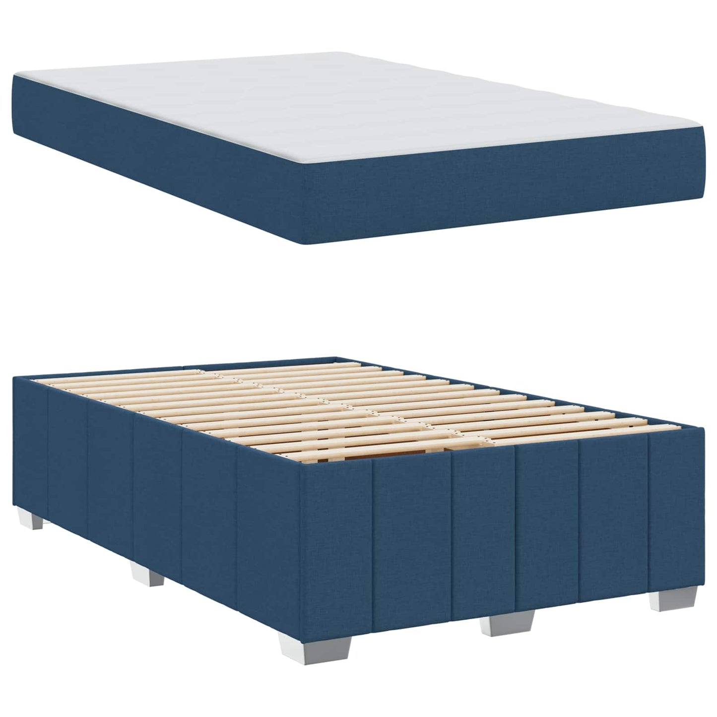 vidaXL Σκελετός Κρεβατιού με στρώμα Μπλε 120 x 200 cm ύφασμα