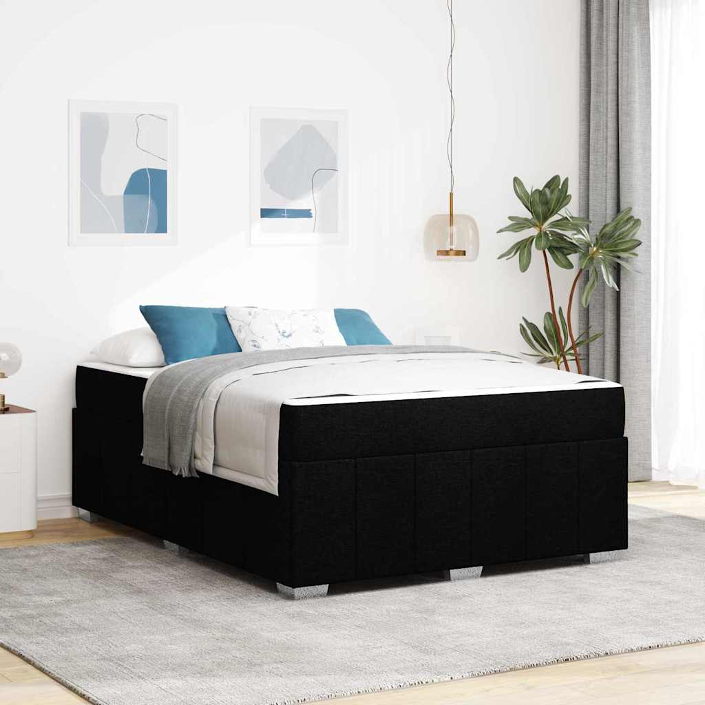 vidaXL Σκελετός Κρεβατιού με στρώμα Μαύρο 140 x 200 cm ύφασμα