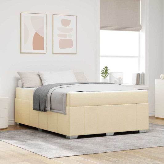 vidaXL Σκελετός Κρεβατιού με στρώμα Κρεμ 140 x 200 cm ύφασμα