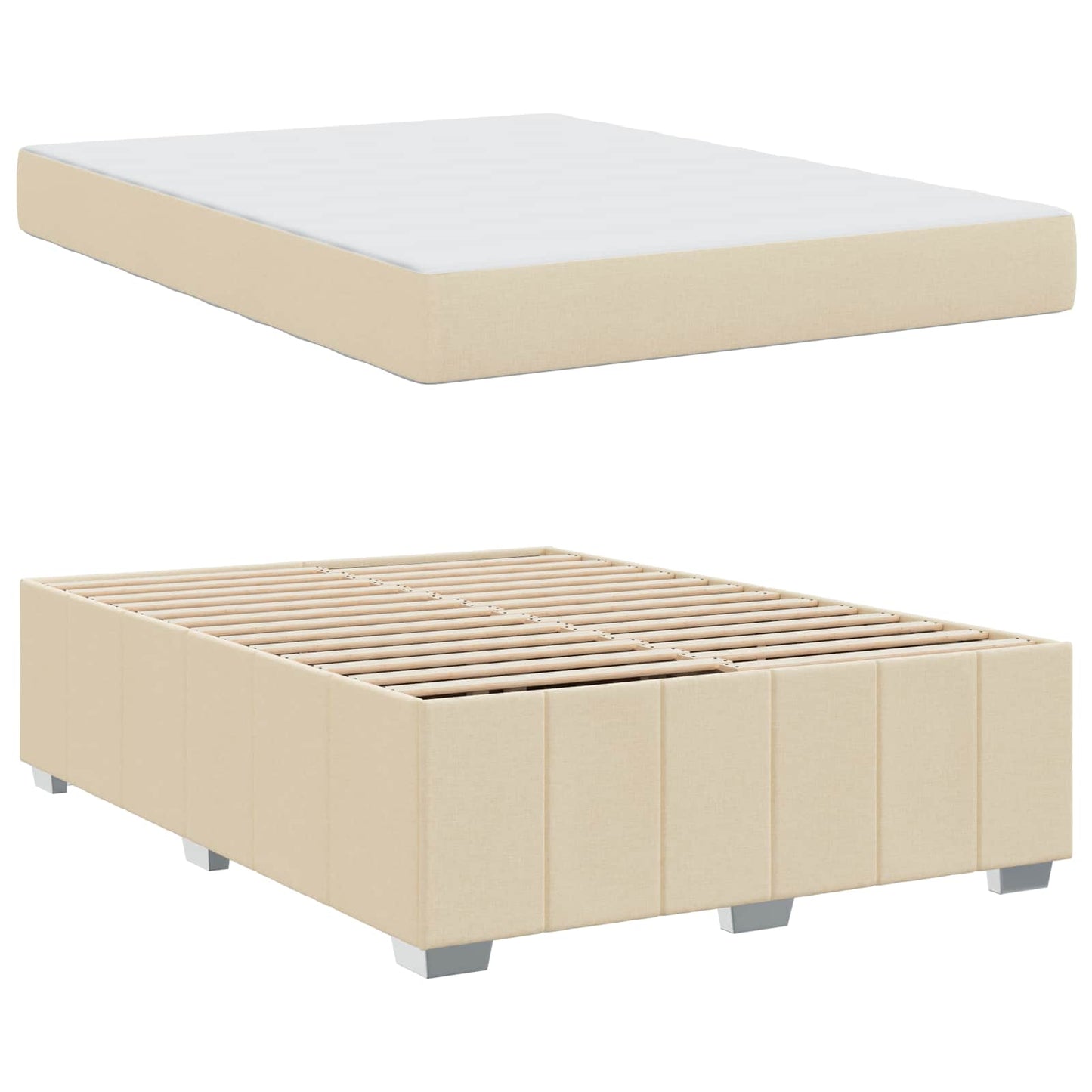 vidaXL Σκελετός Κρεβατιού με στρώμα Κρεμ 140 x 200 cm ύφασμα