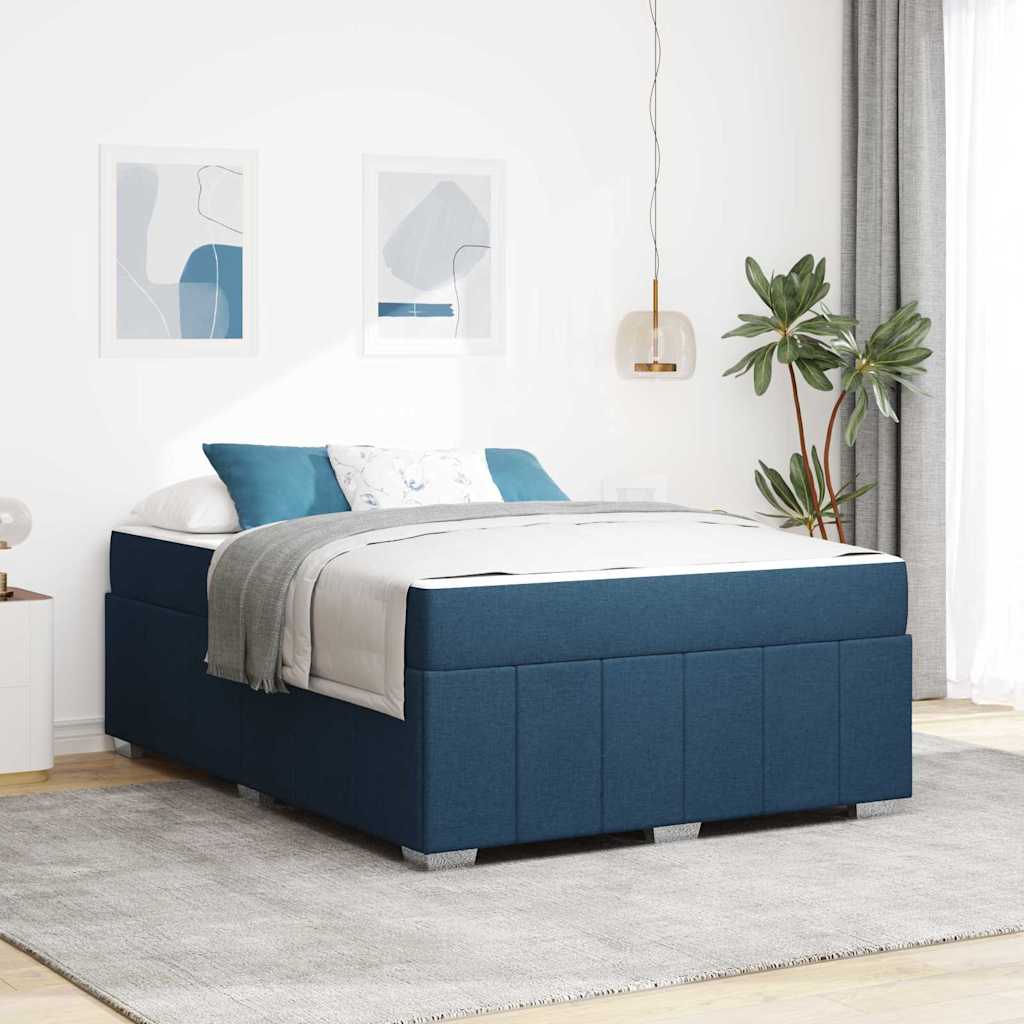 vidaXL Σκελετός Κρεβατιού με στρώμα Μπλε 140 x 200 cm ύφασμα