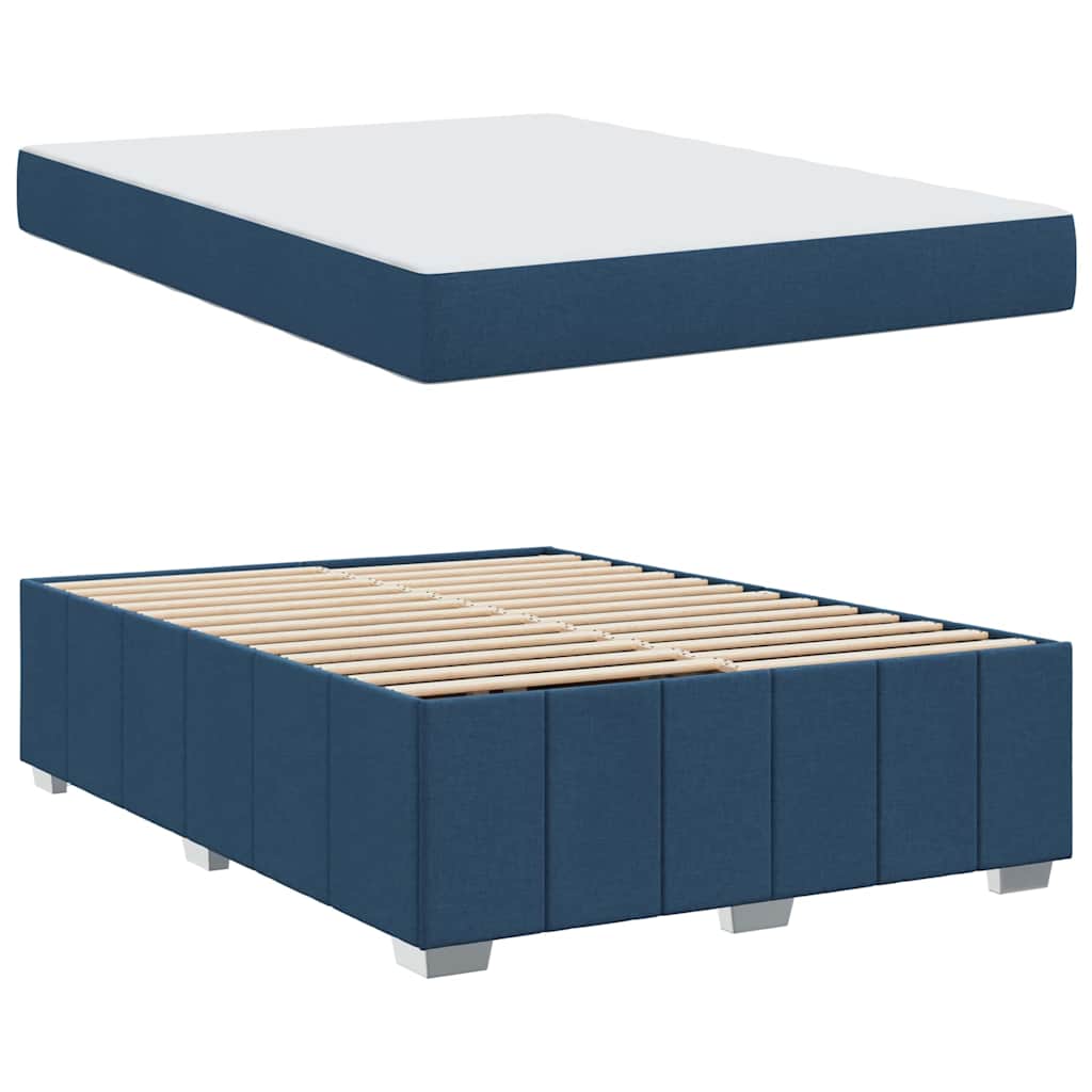 vidaXL Σκελετός Κρεβατιού με στρώμα Μπλε 140 x 200 cm ύφασμα