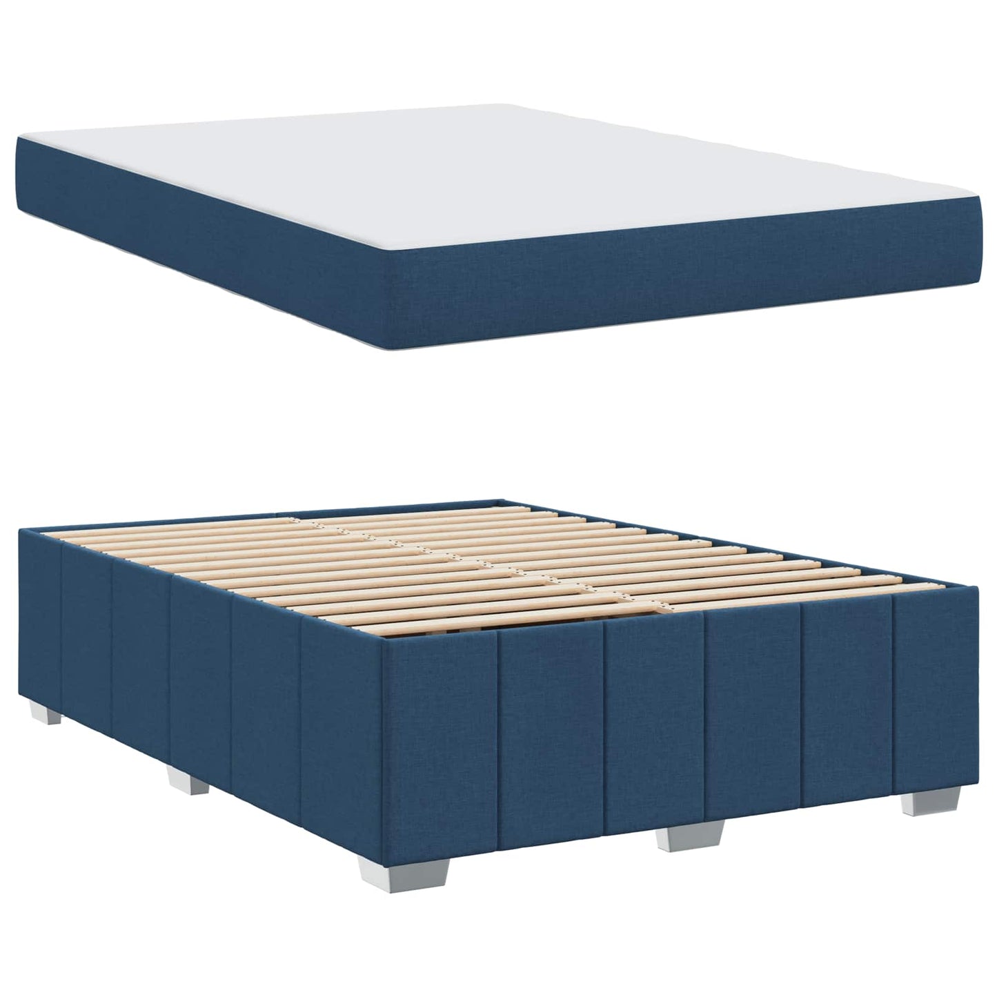 vidaXL Σκελετός Κρεβατιού με στρώμα Μπλε 140 x 200 cm ύφασμα