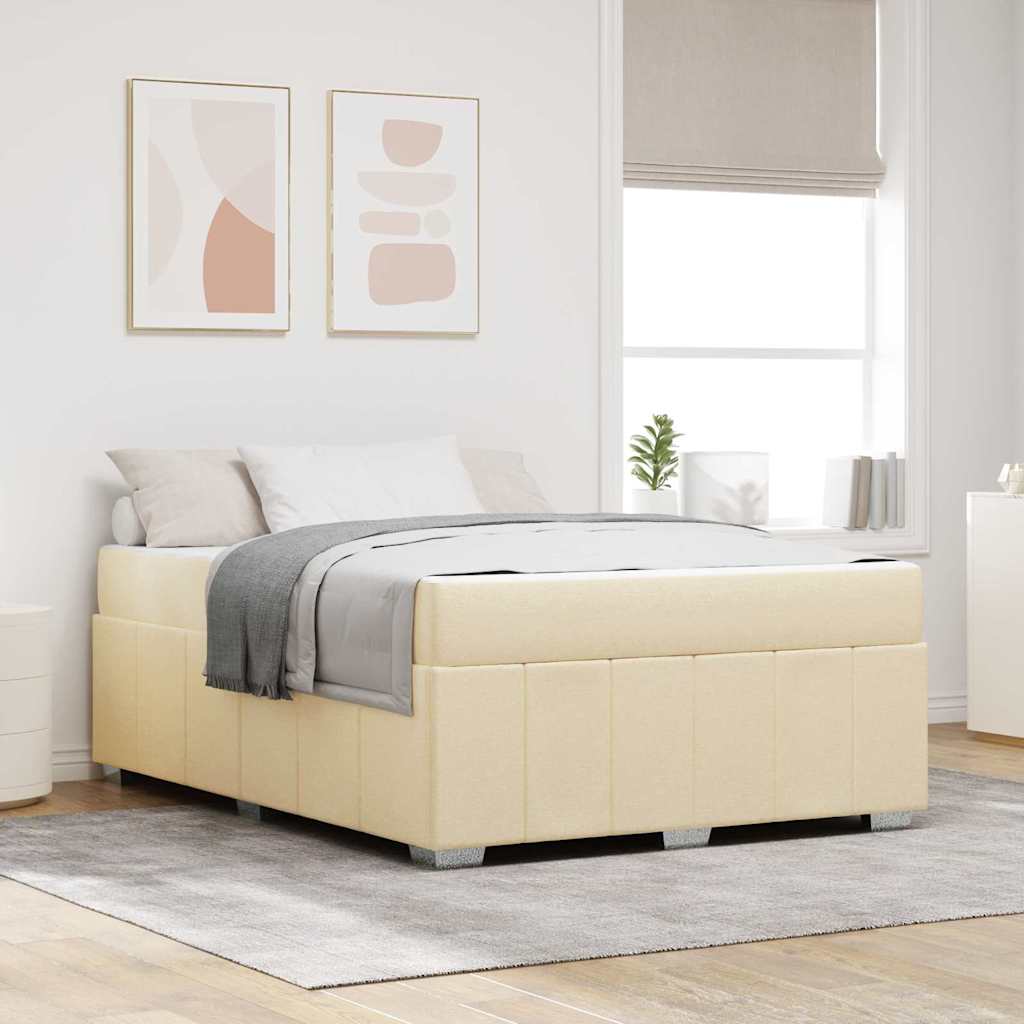 vidaXL Σκελετός Κρεβατιού με στρώμα Κρεμ 160 x 200 cm ύφασμα