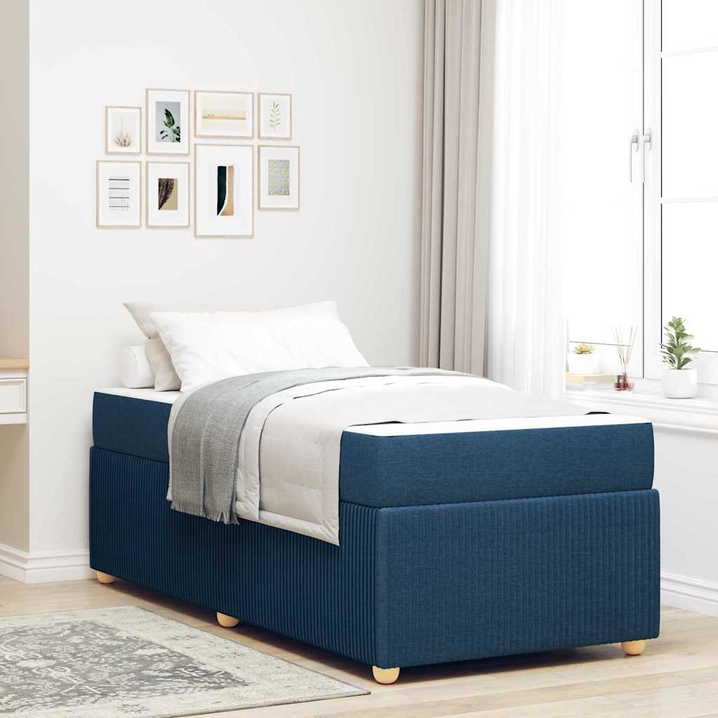 vidaXL Σκελετός Κρεβατιού με στρώμα Μπλε 80 x 200 cm ύφασμα