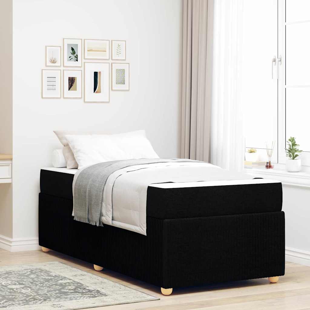 vidaXL Σκελετός Κρεβατιού με στρώμα Μαύρο 90 x 190 cm ύφασμα