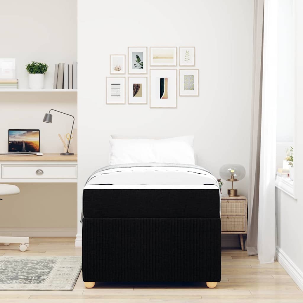 vidaXL Σκελετός Κρεβατιού με στρώμα Μαύρο 90 x 190 cm ύφασμα
