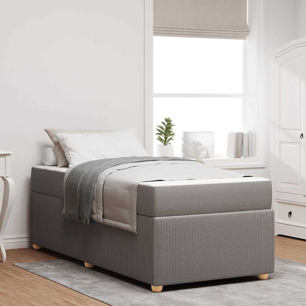 vidaXL Σκελετός Κρεβατιού με στρώμα Taupe 90 x 190 cm ύφασμα