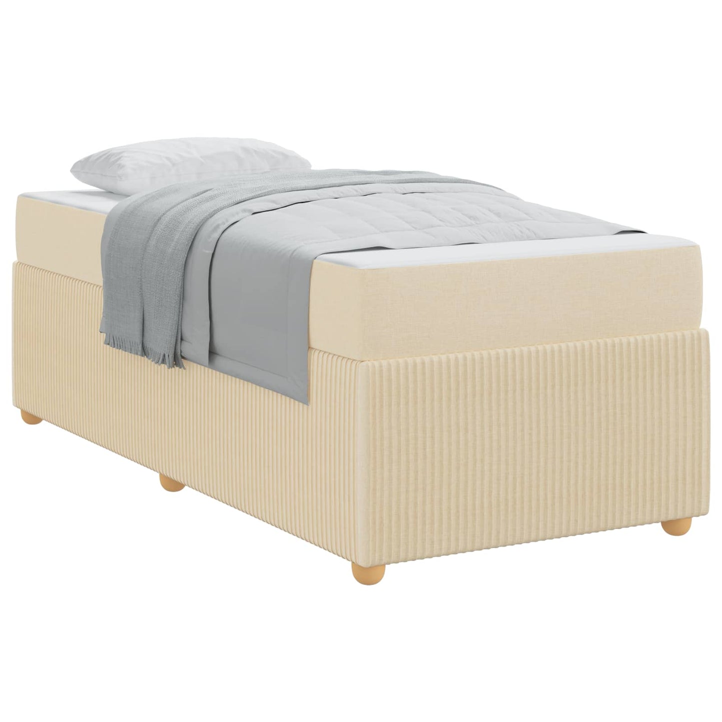 vidaXL Σκελετός Κρεβατιού με στρώμα Κρεμ 90 x 190 cm ύφασμα