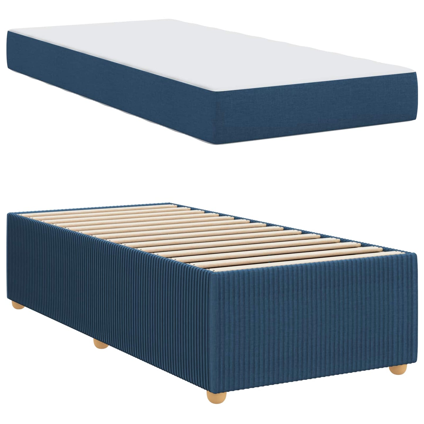 vidaXL Σκελετός Κρεβατιού με στρώμα Μπλε 90 x 190 cm ύφασμα