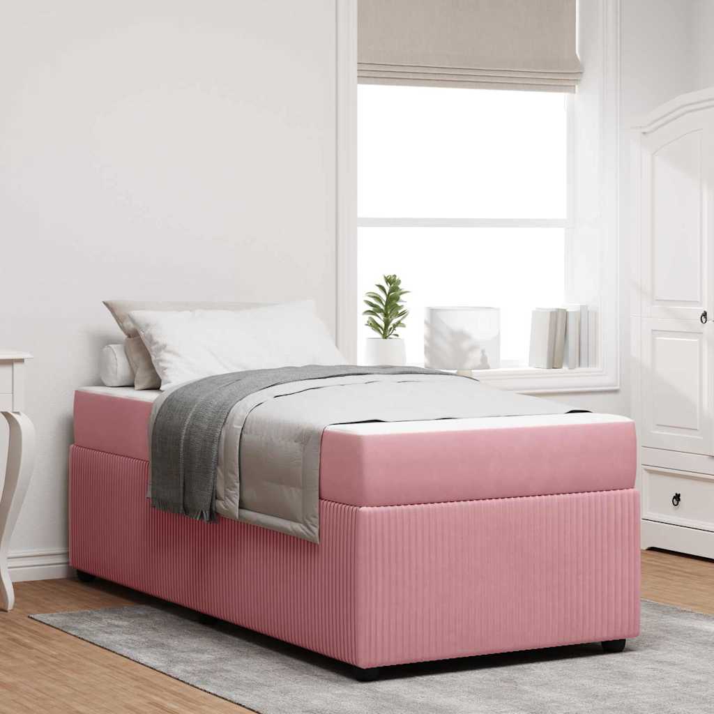 vidaXL Σκελετός Κρεβατιού Ροζ 90 x 190 cm ύφασμα