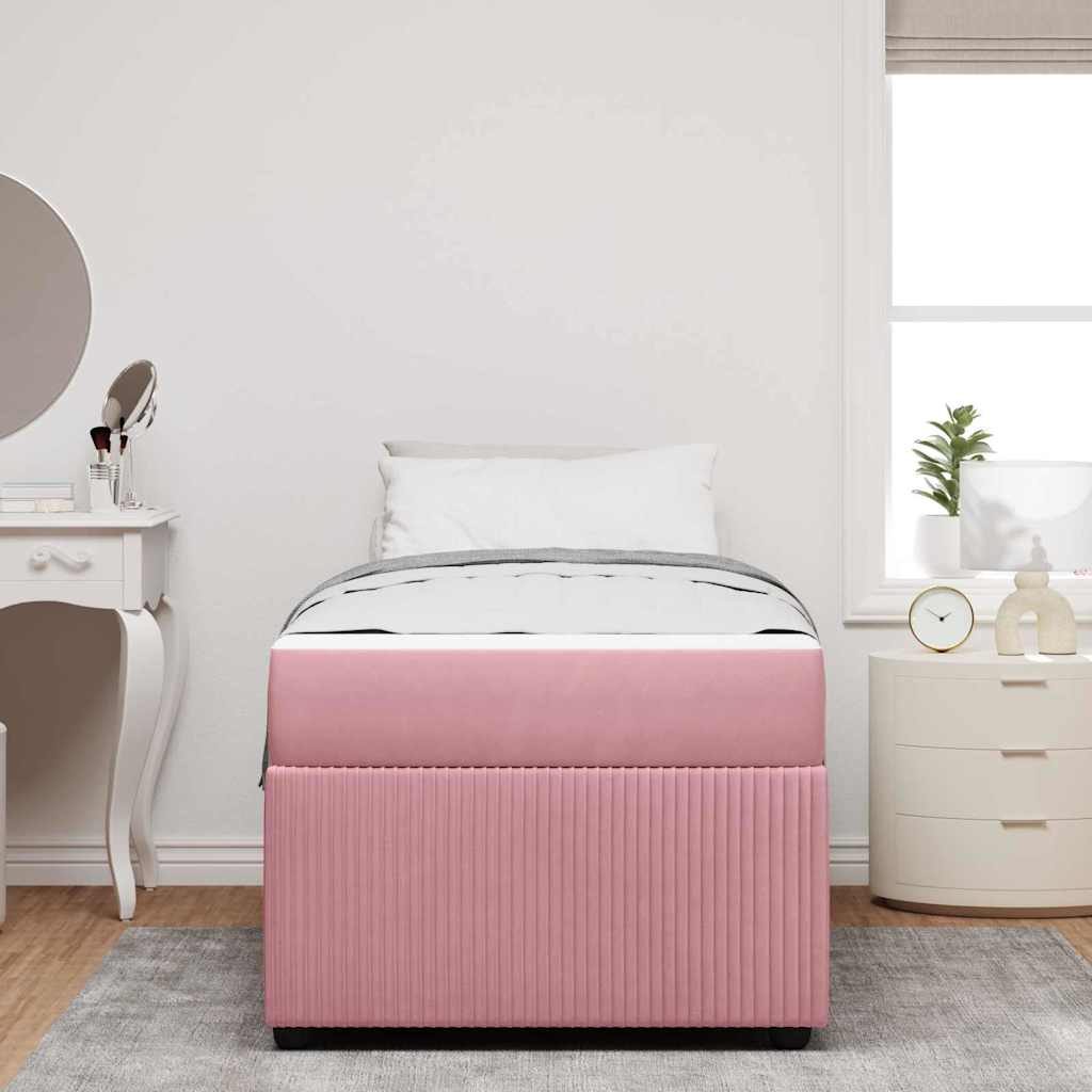 vidaXL Σκελετός Κρεβατιού Ροζ 90 x 190 cm ύφασμα