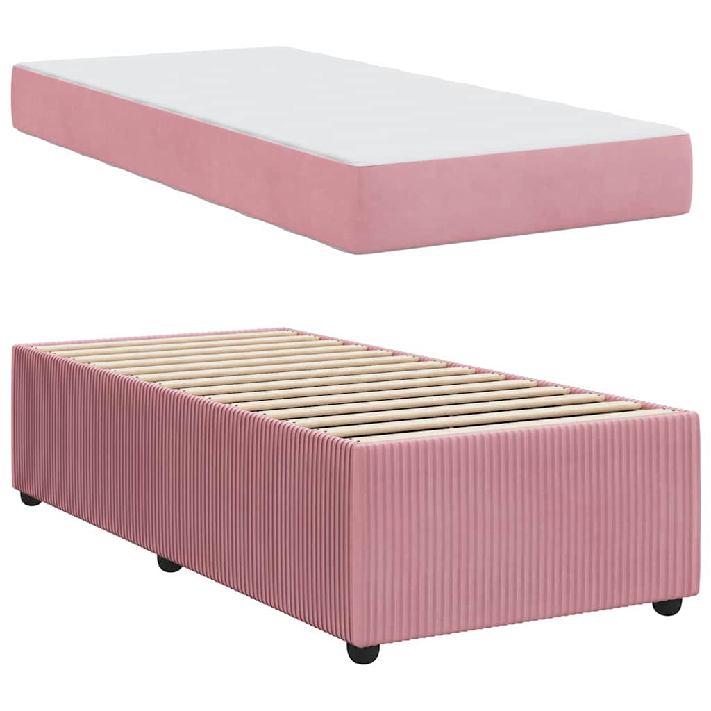 vidaXL Σκελετός Κρεβατιού Ροζ 90 x 190 cm ύφασμα