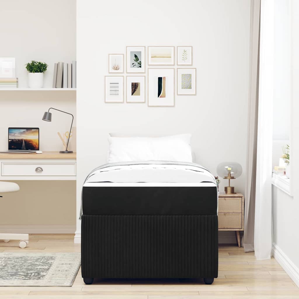 vidaXL Σκελετός κρεβατιού με στρώμα Μαύρο 90 x 200 cm Βελούδο