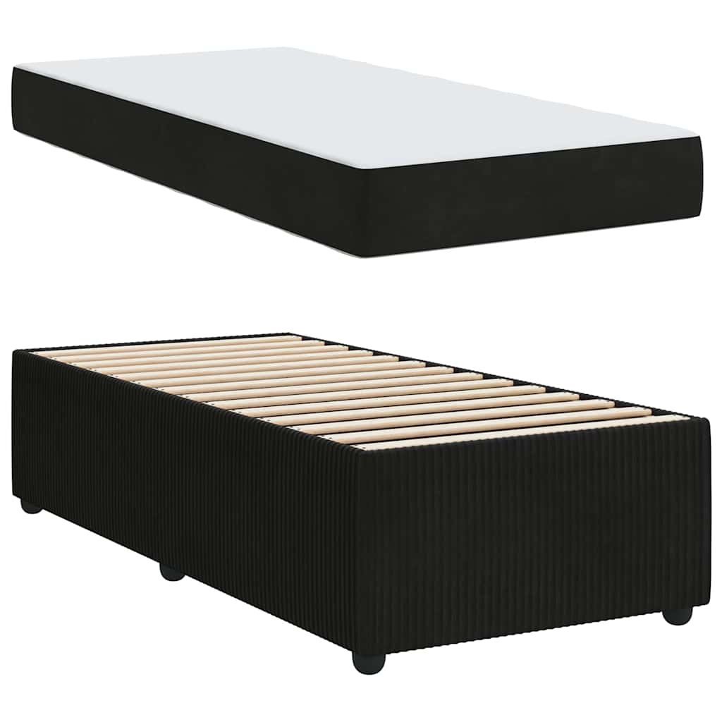 vidaXL Σκελετός κρεβατιού με στρώμα Μαύρο 90 x 200 cm Βελούδο