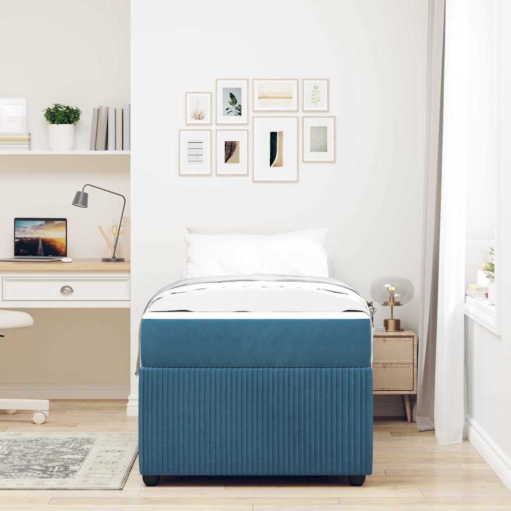 vidaXL Σκελετός Κρεβατιού με στρώμα Μπλε 90 x 200 cm ύφασμα