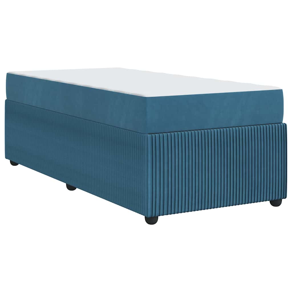 vidaXL Σκελετός Κρεβατιού με στρώμα Μπλε 90 x 200 cm ύφασμα