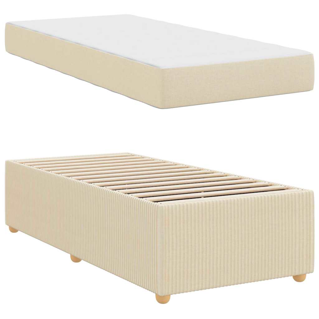 vidaXL Σκελετός Κρεβατιού με στρώμα Κρεμ 100 x 200 cm ύφασμα
